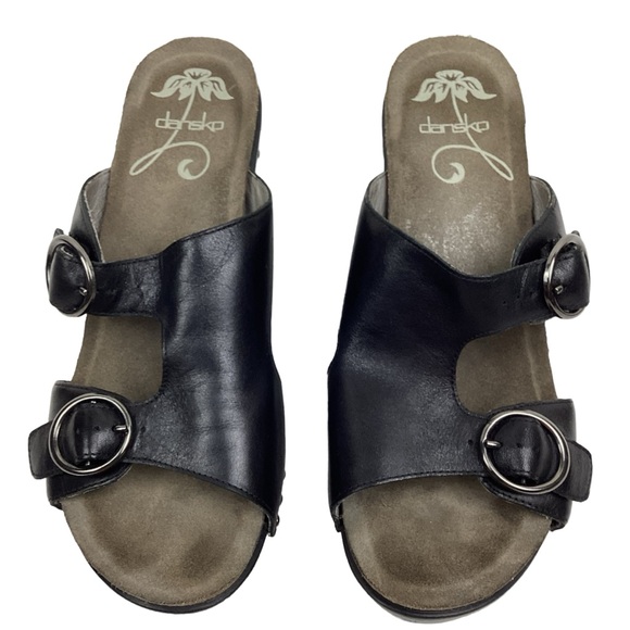 DANSKO Fern Studded Wedge Leather Buckle Platform Sandals #1906020200 - Picture 2 of 13